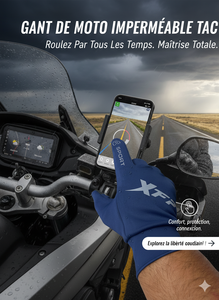 Gant moto tactile imperméable anti vent